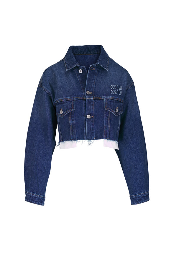 Miu Miu Raw Hem Crop Denim Jacket