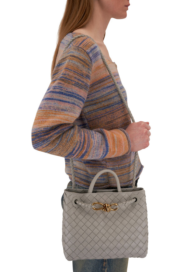 Bottega Veneta - Small Andiamo Agate Gray Woven Leather Crossbody 