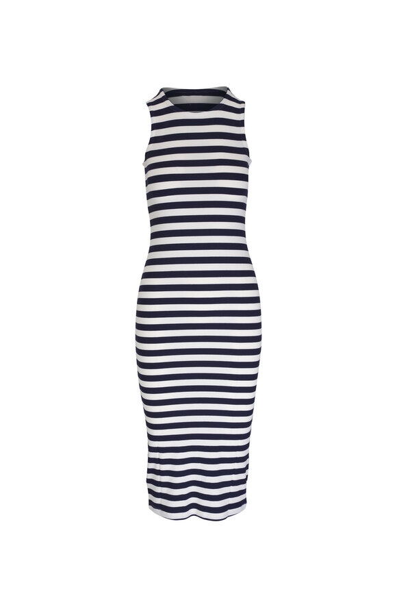 L'Agence - Nura Navy & White Racerback Midi Dress 