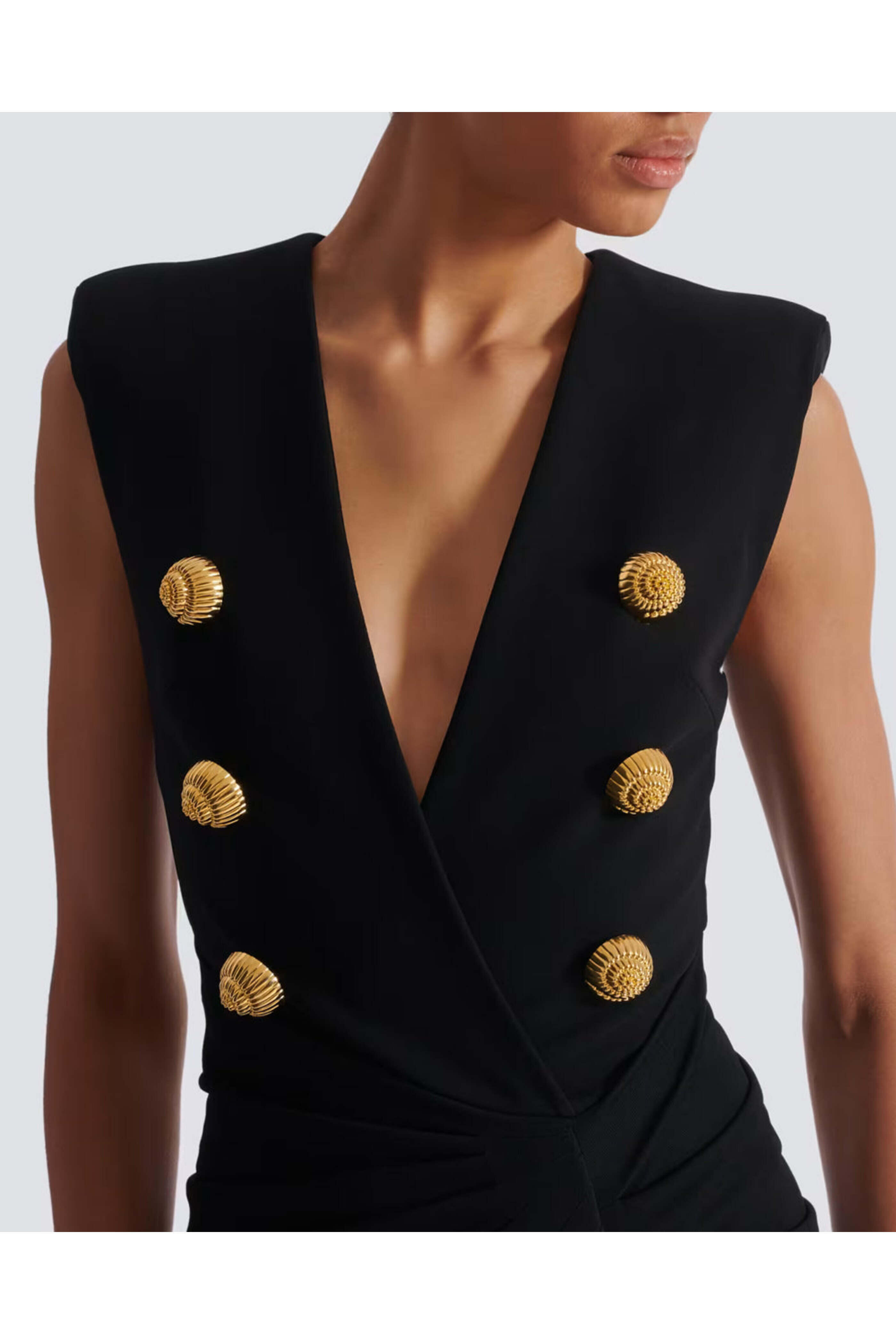 Balmain - Noir Crepe Tailored Maxi Dress