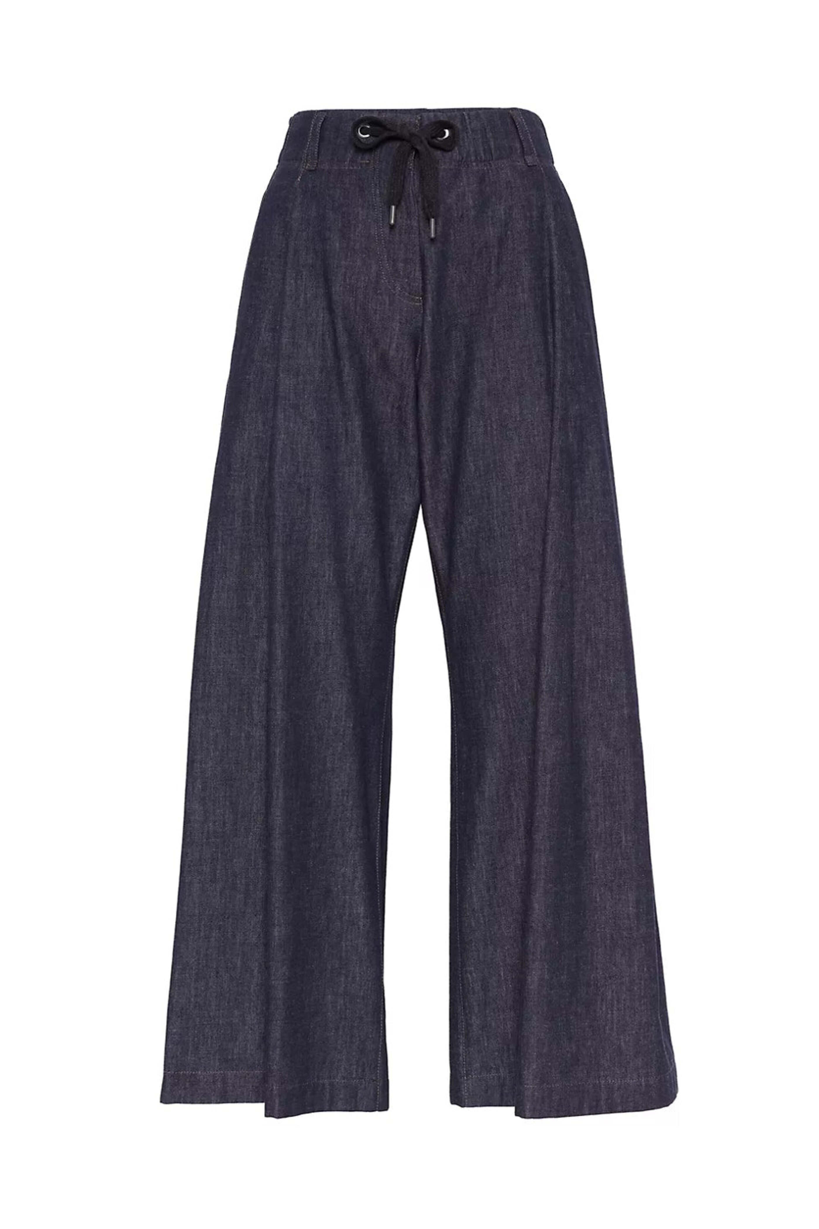 Brunello Cucinelli - Blue Denim Elastic Waist Wide Leg Pant