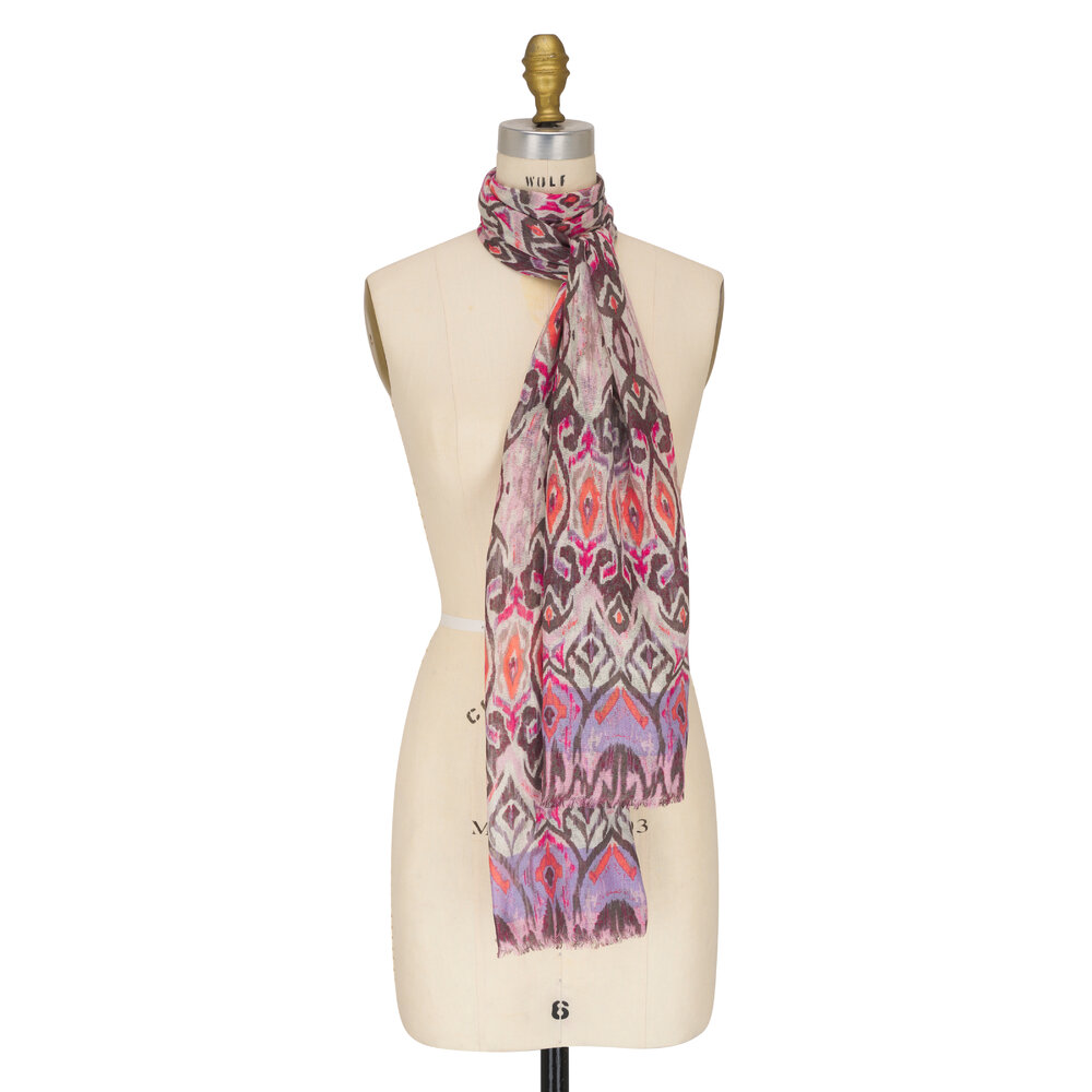 Kinross Flamingo Multi Silk And Cashmere Scarf Mitchell Stores