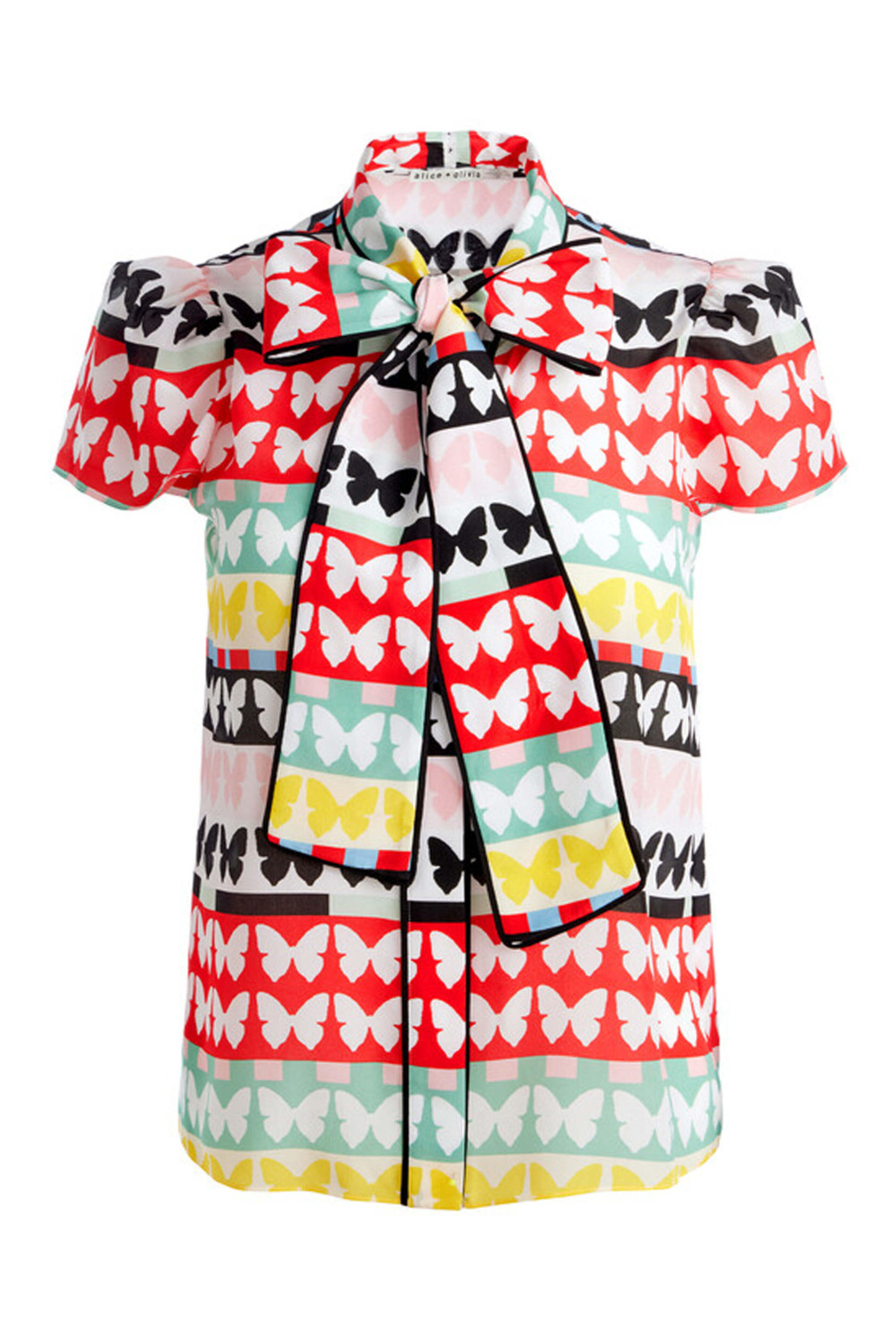 Alice & Olivia - Flutters Jeannie Button Up Bow Blouse