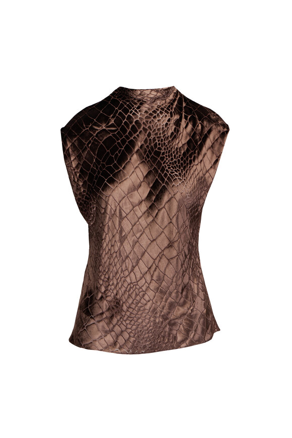 The Sei Brown Printed High Neck Blouse - view 1