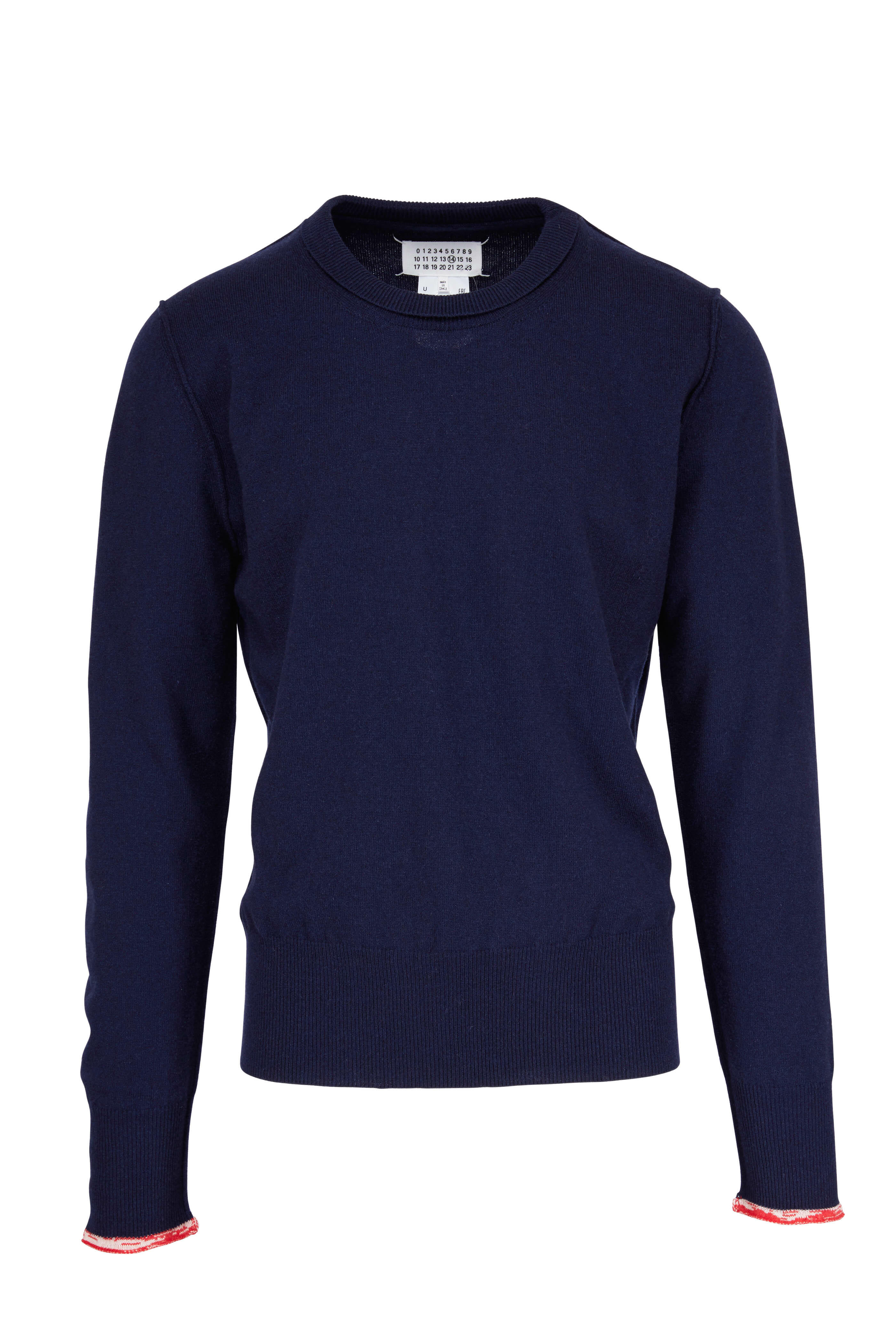 Maison Margiela - Blue With Red Tipping Cashmere Sweater
