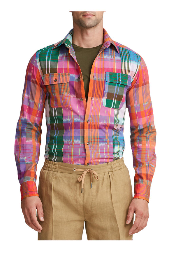 Ralph Lauren Purple Label - Multicolor Ikat Plaid Print Shirt 