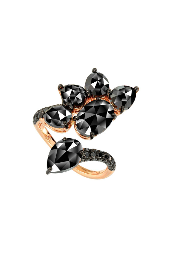 Etho Maria - 18K Pink Gold Black Diamond Wrap Ring 