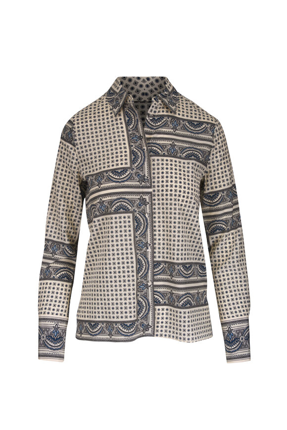 Veronica Beard Monique Ecru Button Up Blouse - view 1