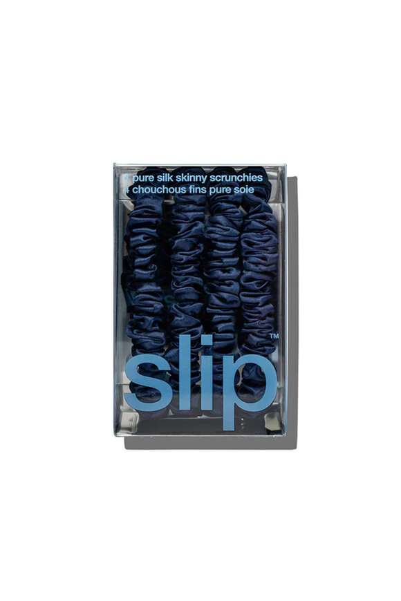 Slip Silk Skinny Navy Scunchies
