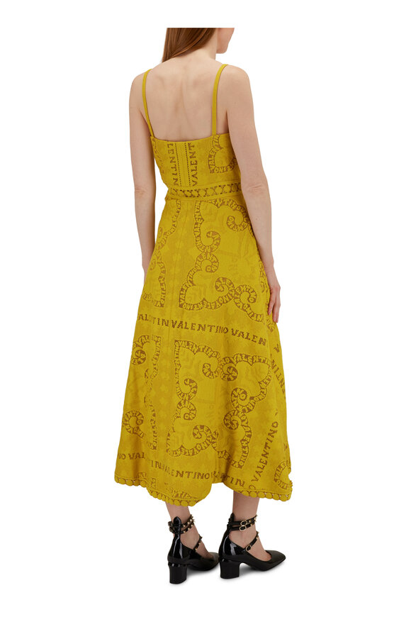 Valentino - Yellow Cotton Guipure Bandana Midi Dress