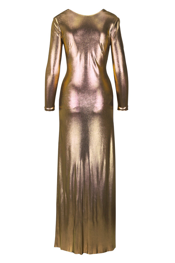 Akris Gold Knot V-Back Gown - view 1