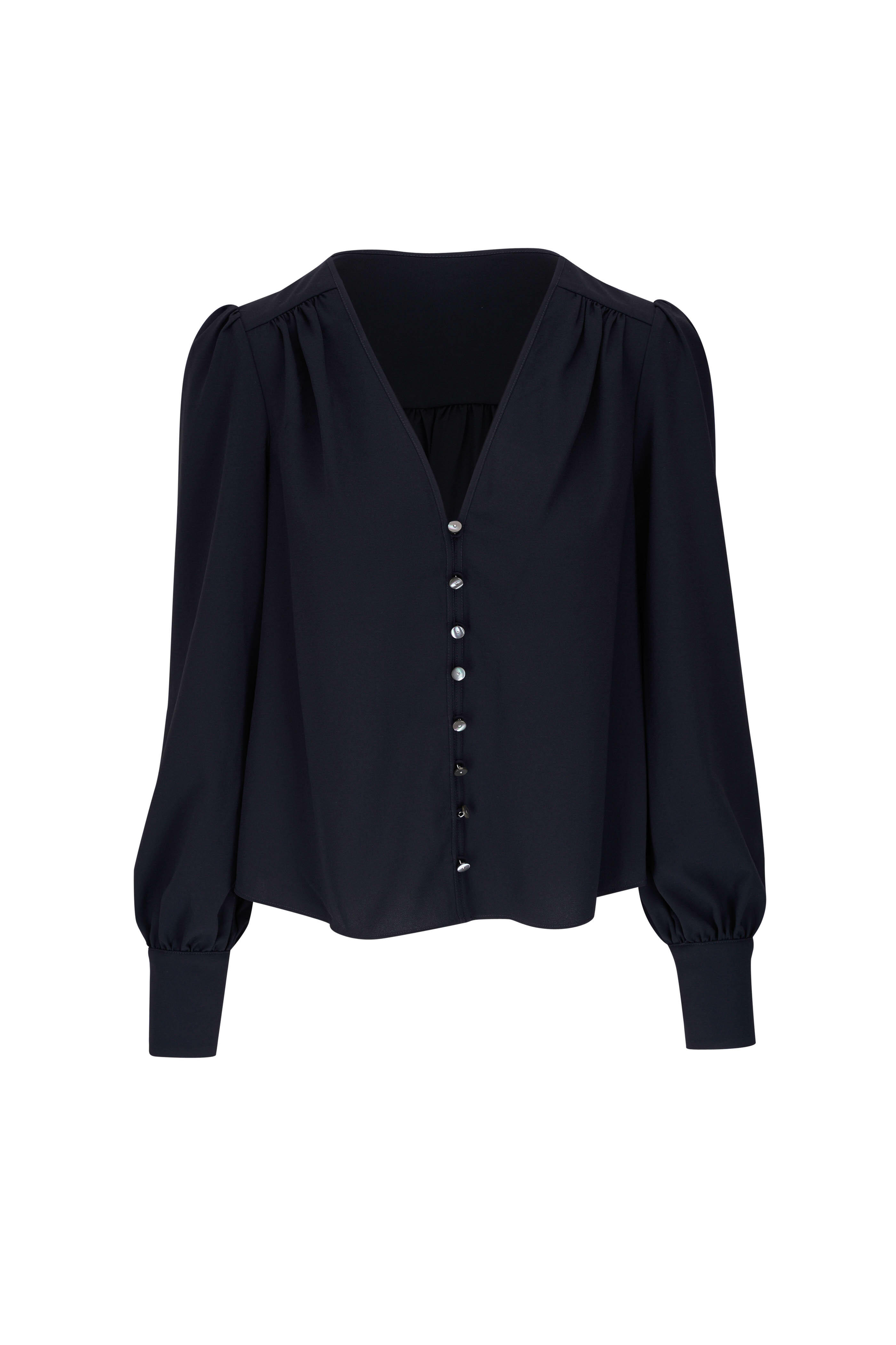 Veronica Beard - Sura Navy Puff Sleeve Blouse | Mitchell Stores