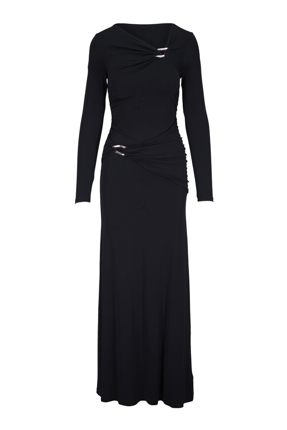 Veronica Beard Viela Black Jersey O-Ring Maxi Dress