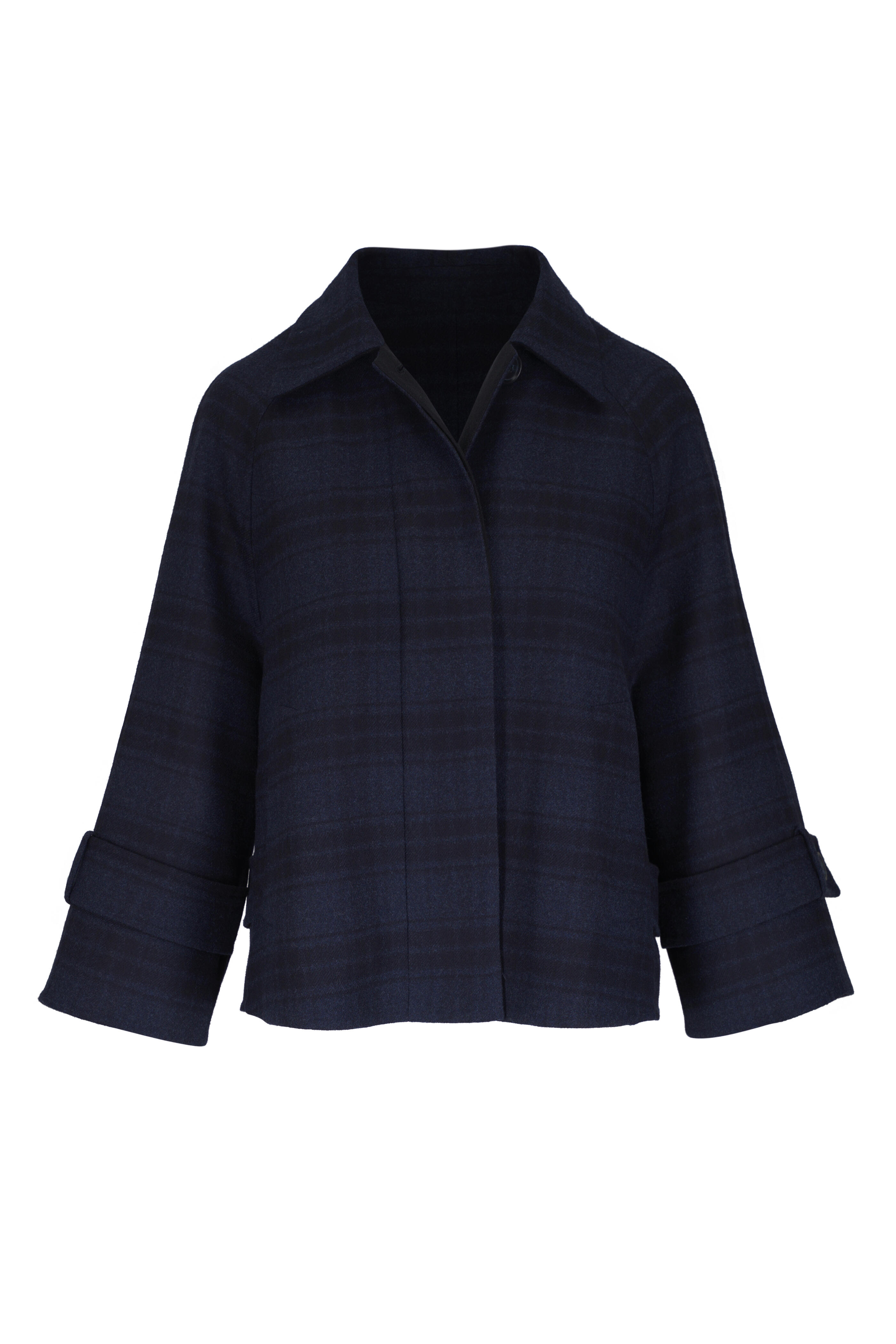 Akris - Alisa Black & Denim Plaid Wool Jacket