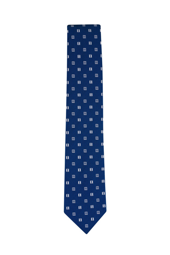 Brioni Royal & Lead Medallion Silk Jacquard Necktie