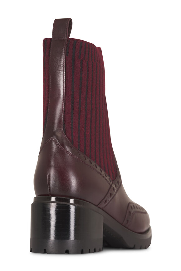Santoni Ferret Burgundy Leather Short Boot, 50mm - view 3