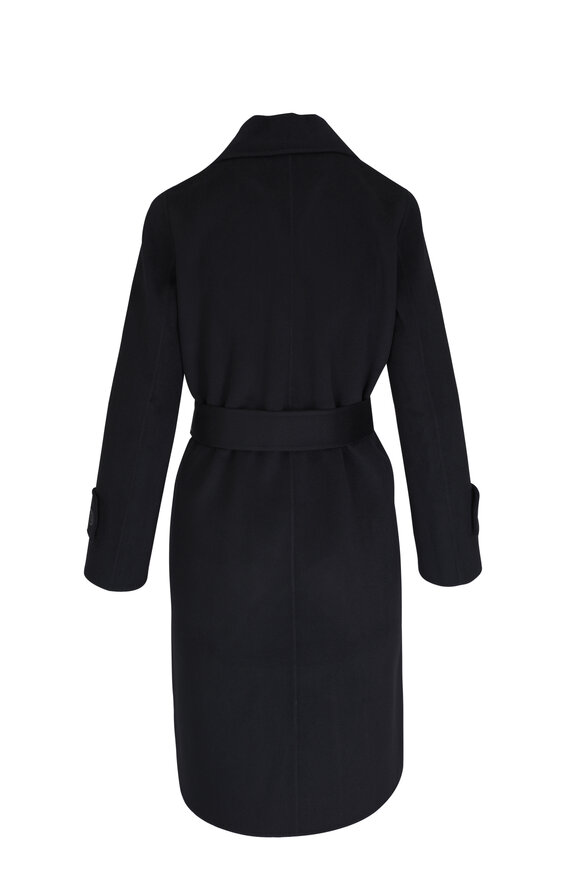 Kinross - Black Wool & Cashmere Belted Coat