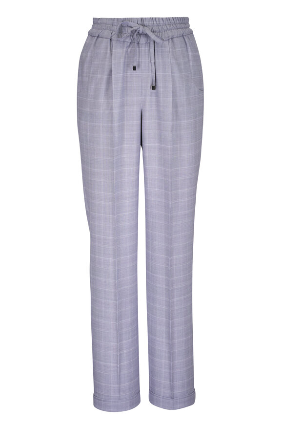 Kiton Gray Plaid Wool Jogger Pant