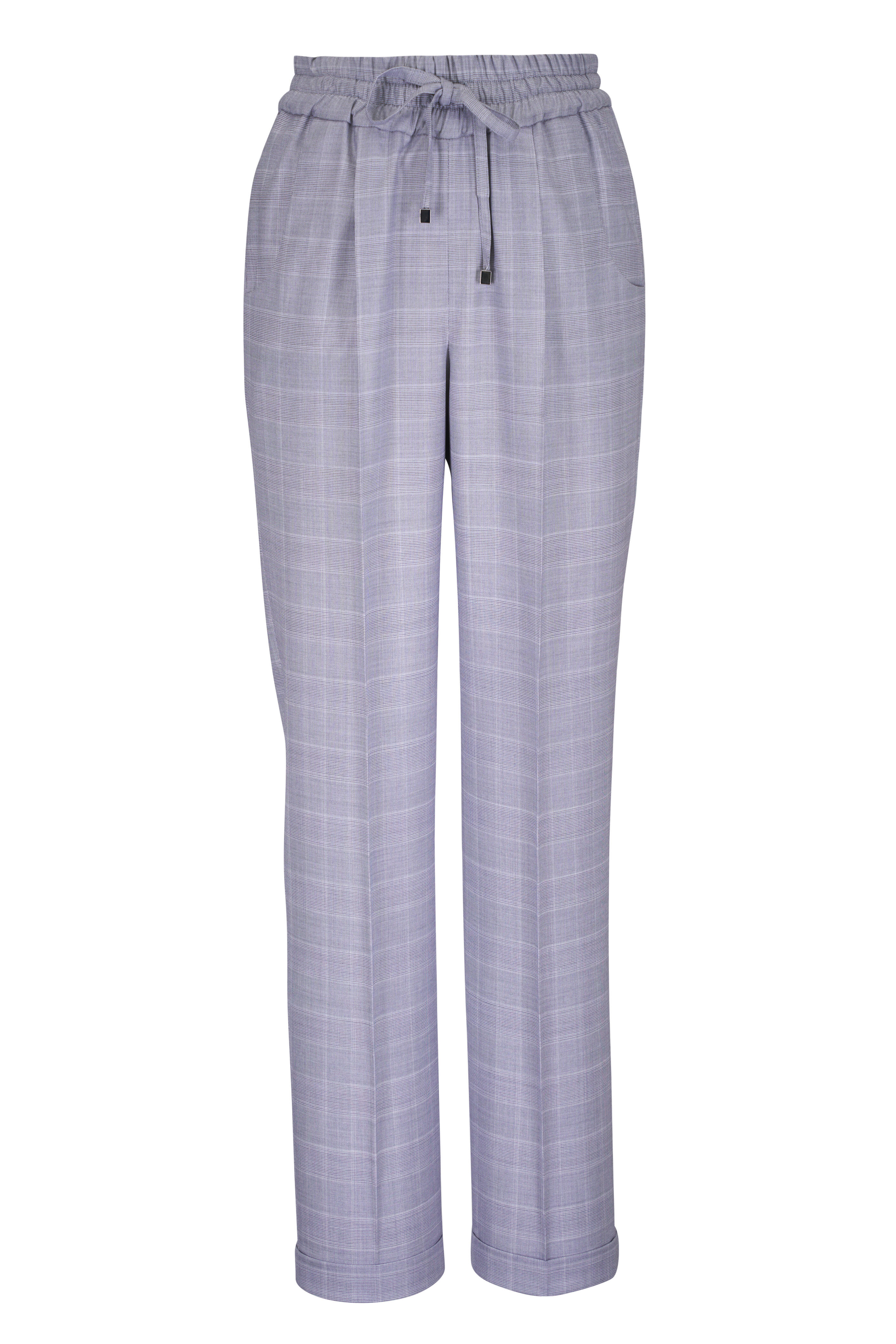 Kiton - Gray Plaid Wool Jogger Pant