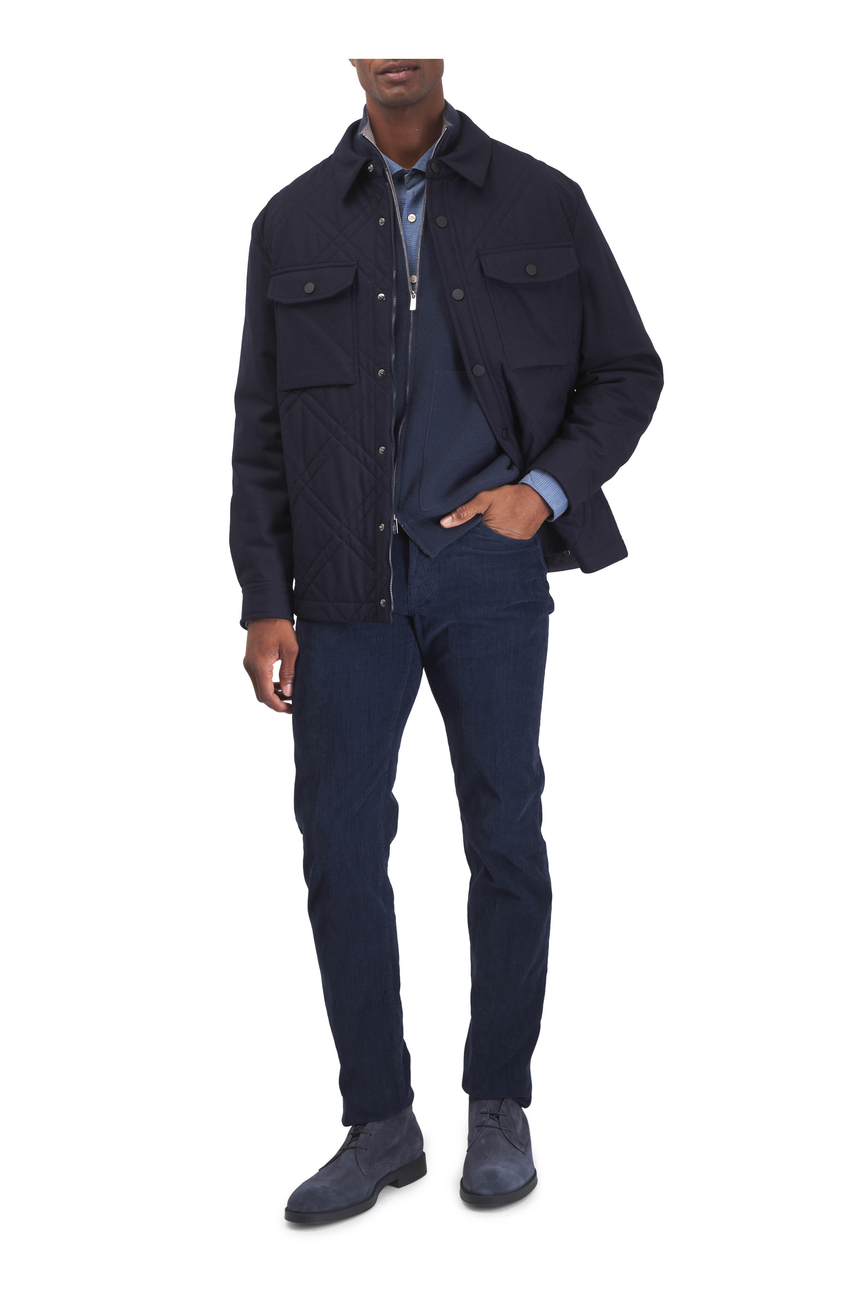 Brioni - Midnight Navy Quilted Cashmere Shacket