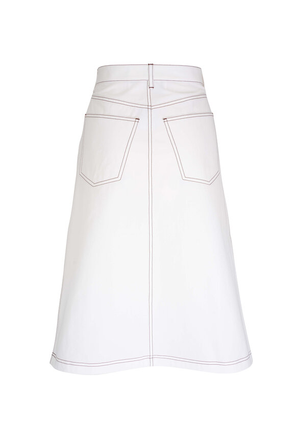 Totême - Tumbled Cotton White Midi Skirt 