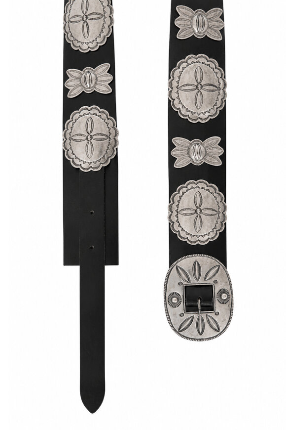 Ralph Lauren Black Leather Vacchetta Concho Belt - view 2