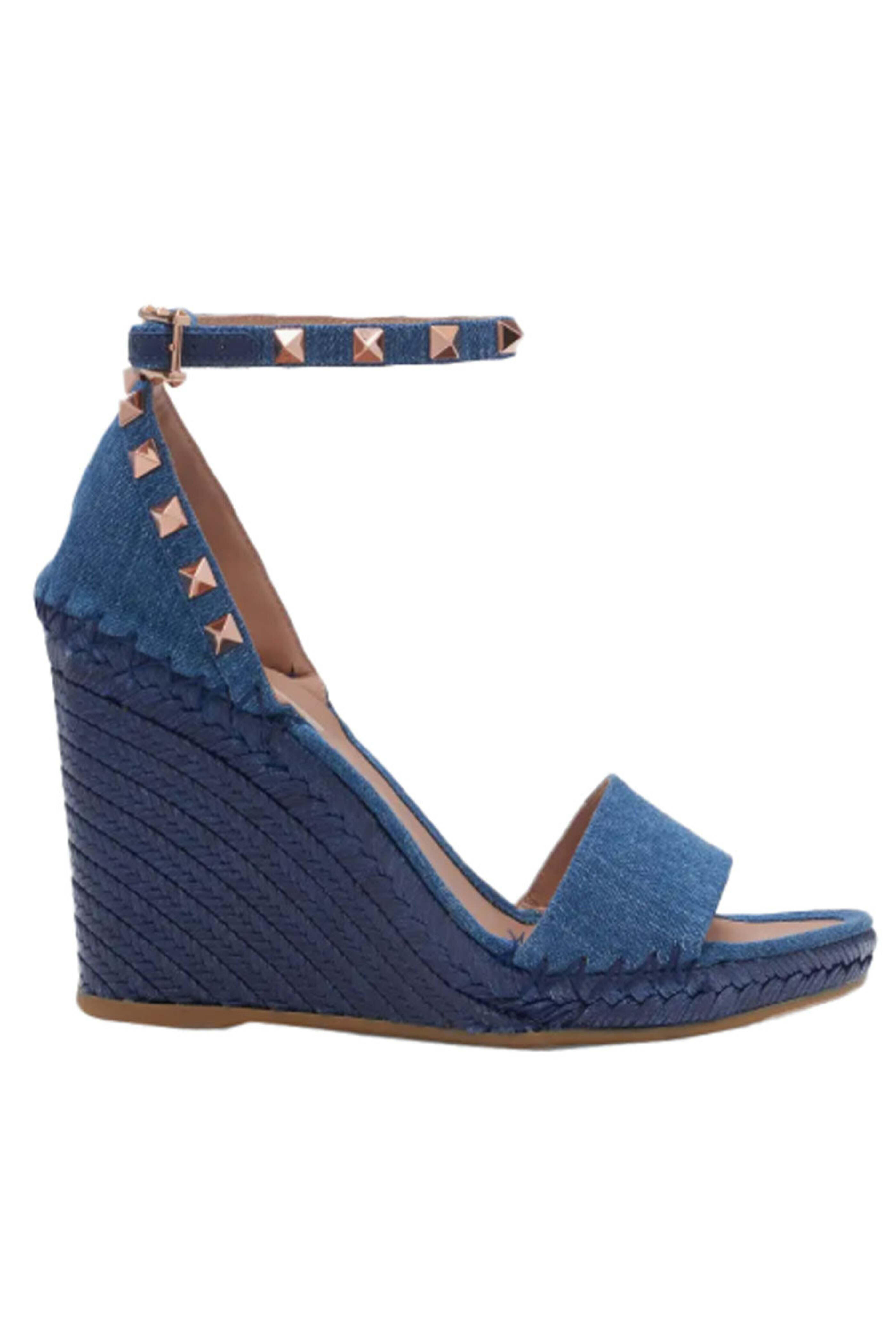 Valentino Garavani - Rockstud Denim Espadrille Wedge