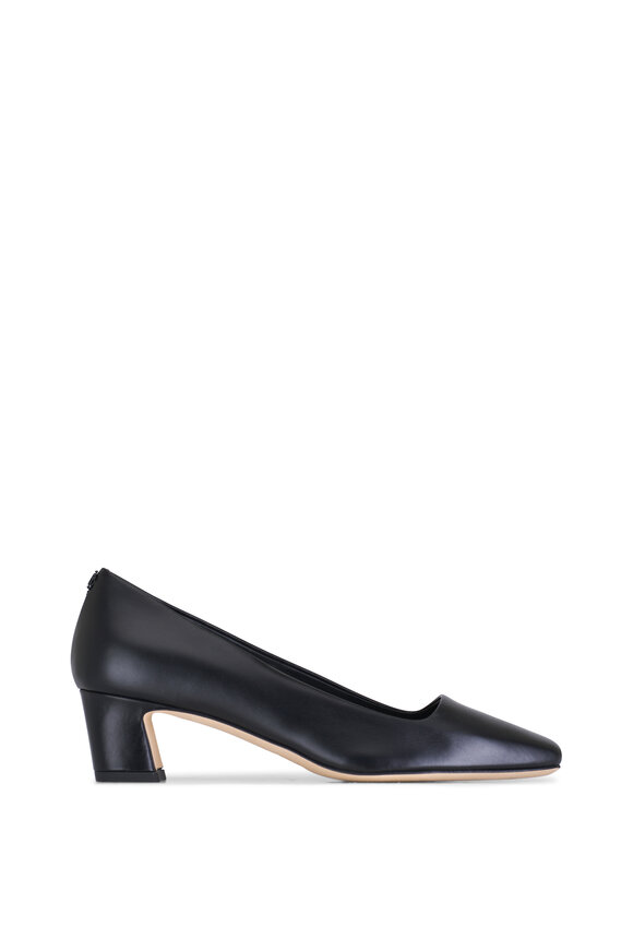 Jimmy Choo - Winnie Black Leather Square Toe Pump, 45mm