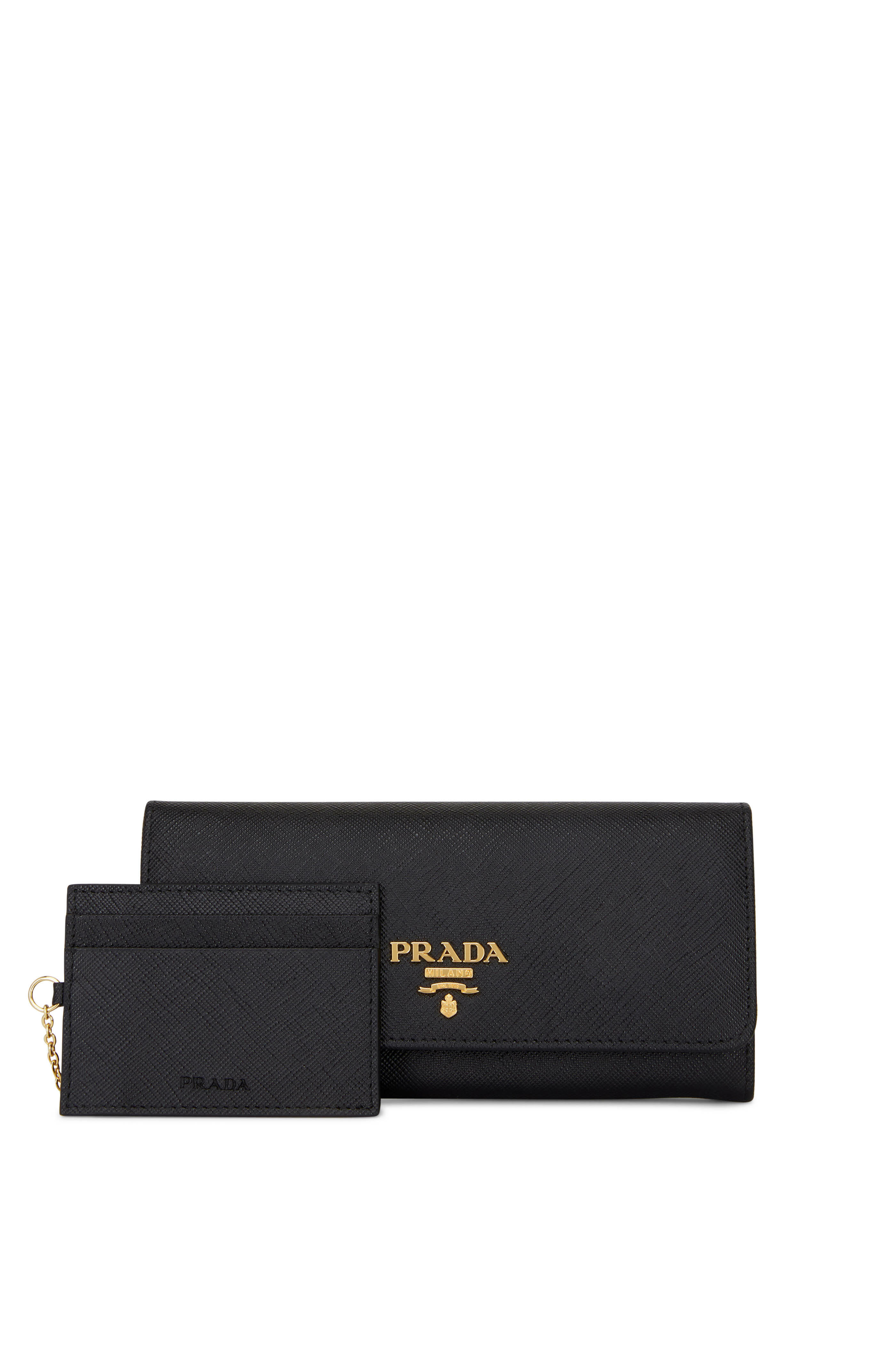 Prada, Bags, Prada Saffiano Leather Grey Double Snap Long Wallet