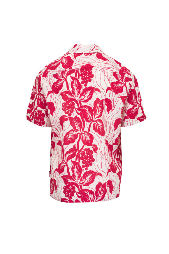 Orlebar Brown Matian Summer Red Petralis Print Button Up Shirt - view 3