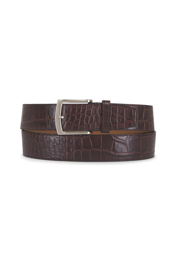 G Brown Wyatt Dark Brown Embossed Belt
