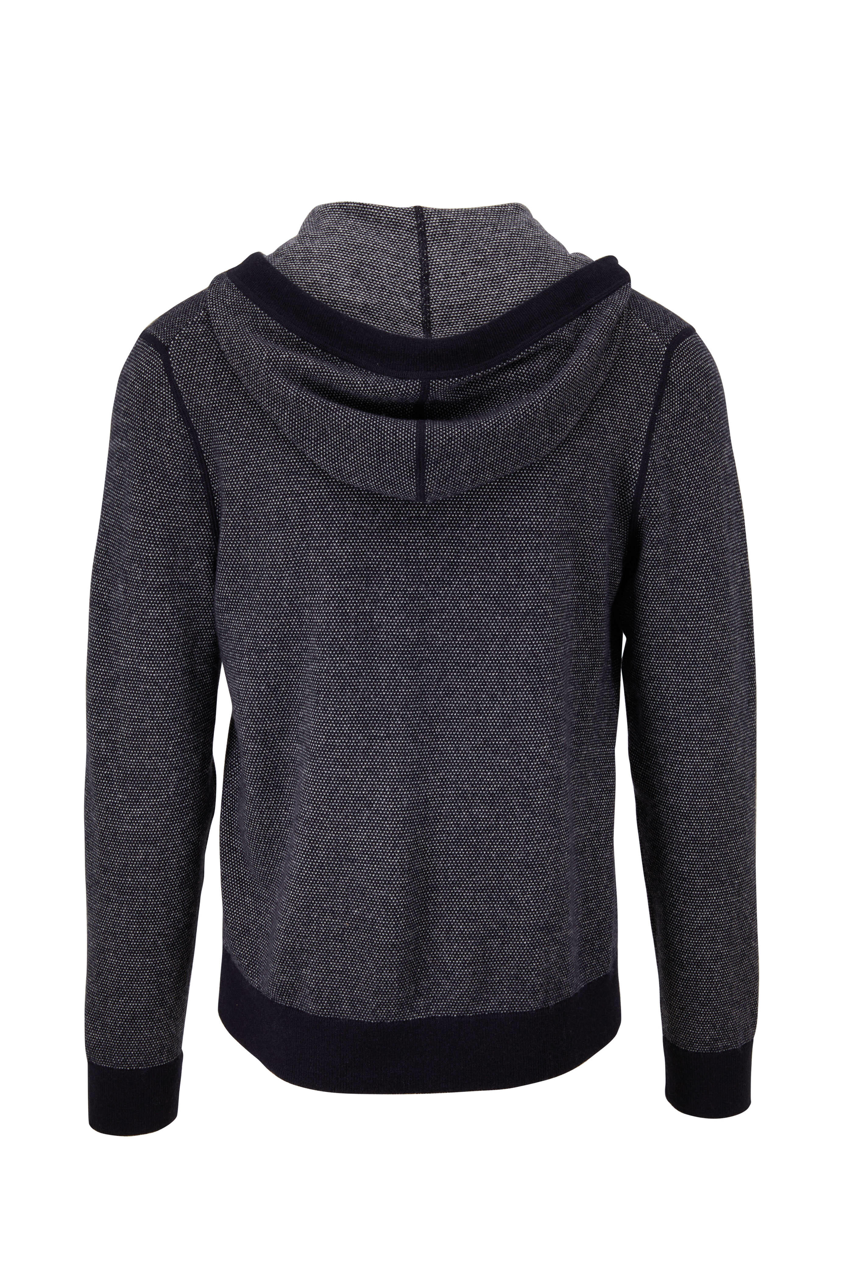 Vince - Birdseye Navy Blue Henley Hoodie