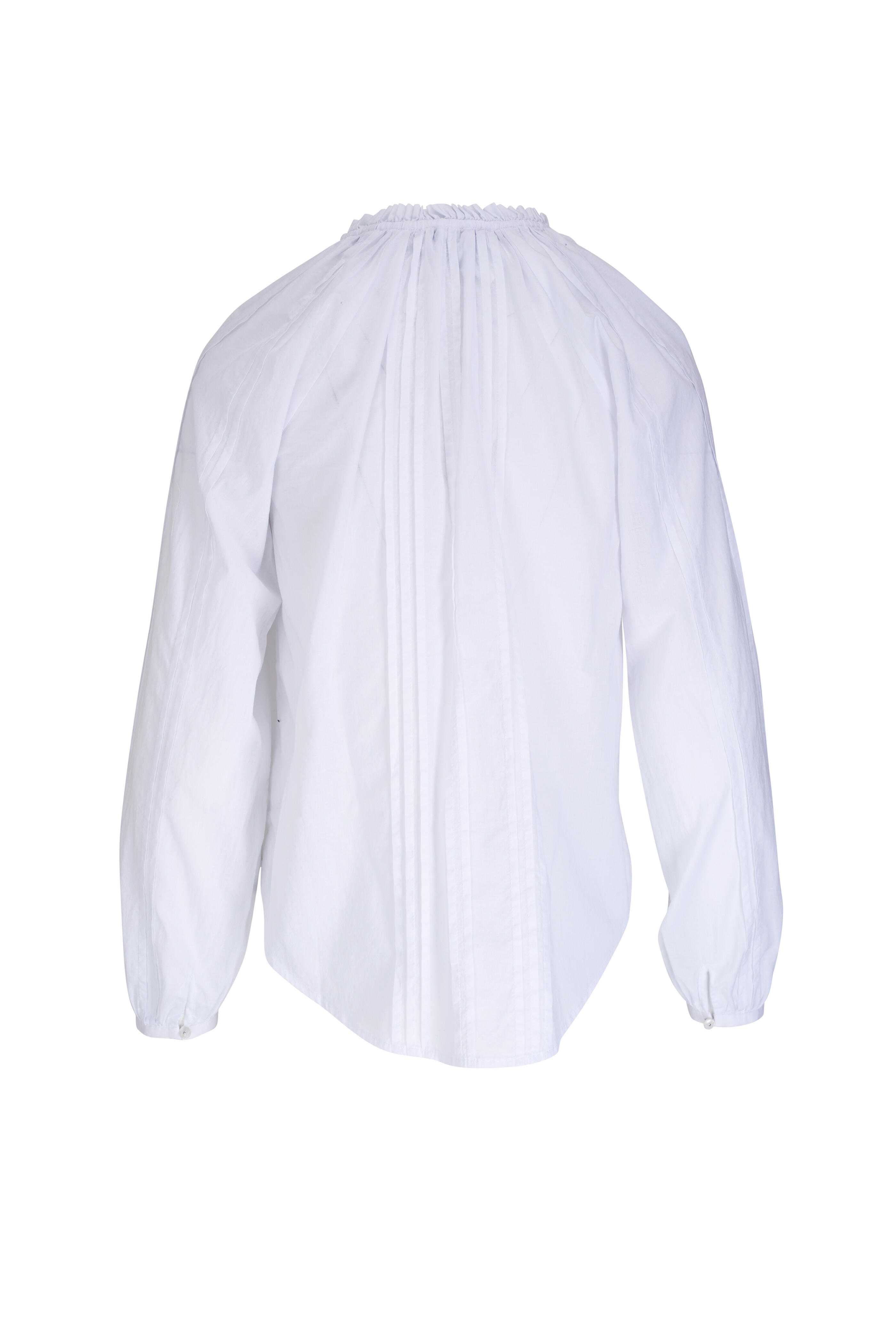 Veronica Beard - Jaxon White Pleated Cotton Top