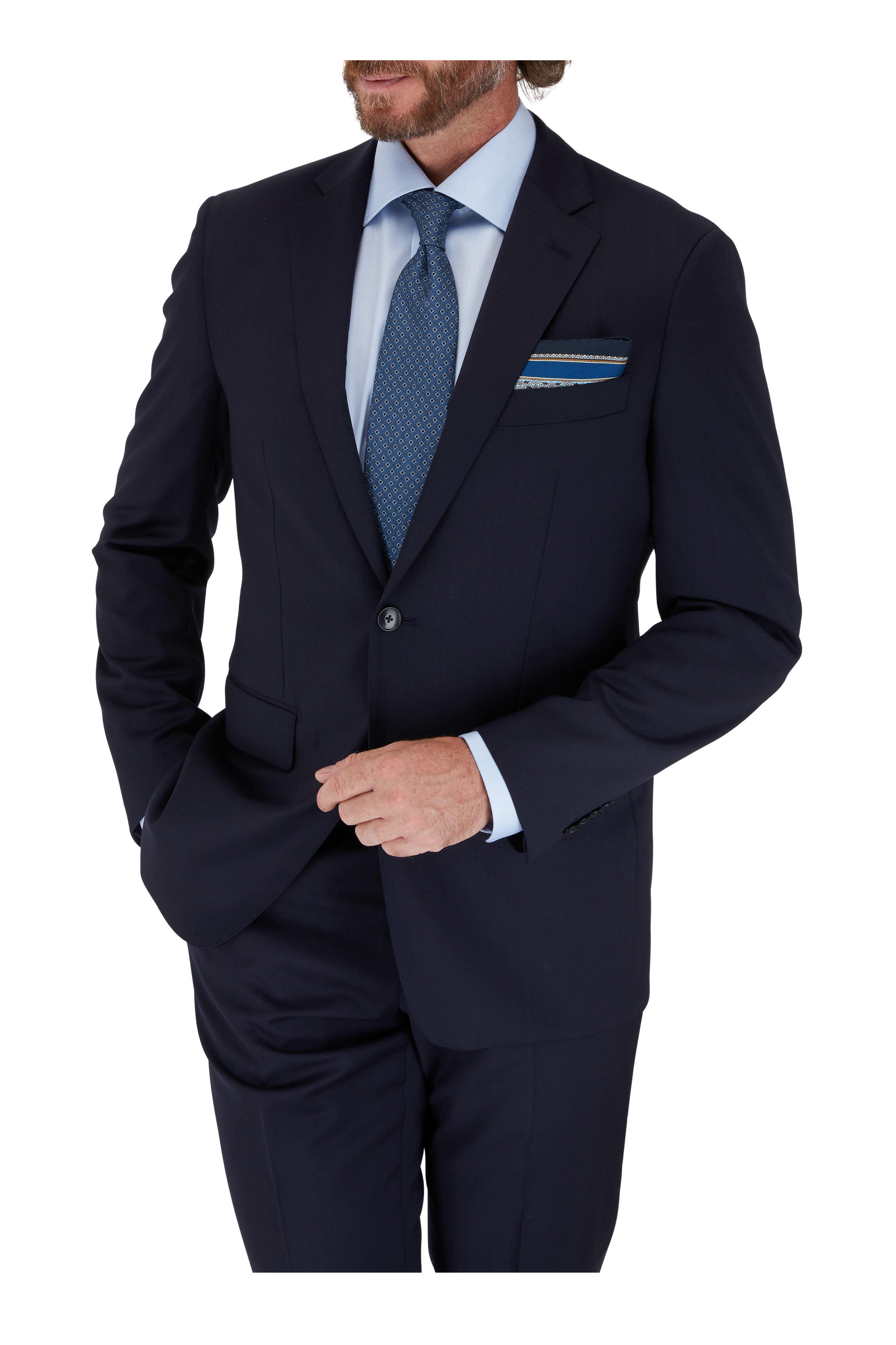 Atelier Munro - Solid Navy Stretch Wool Suit