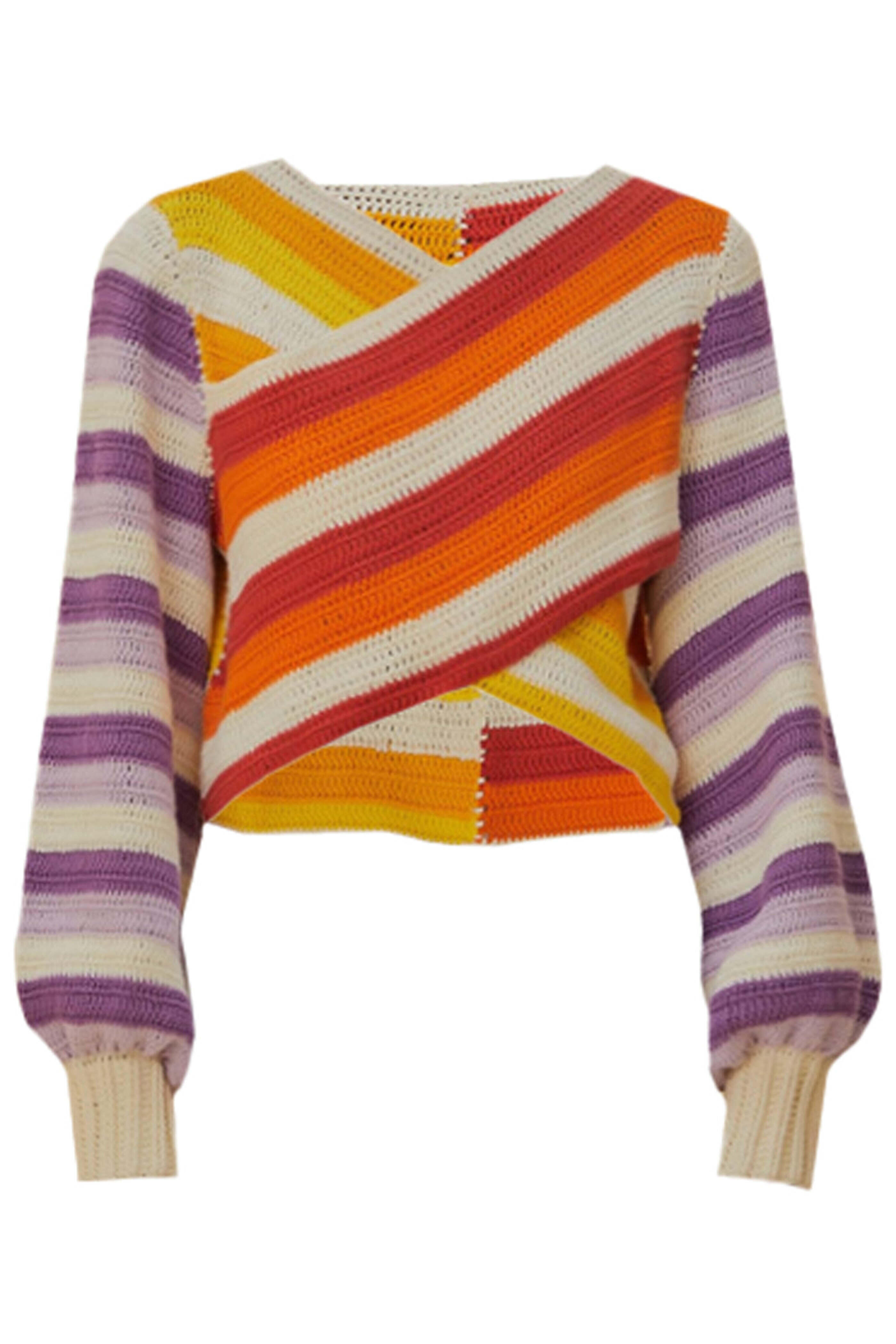 Farm Rio - Sunset Stripe Crochet Criss Cross Sweater