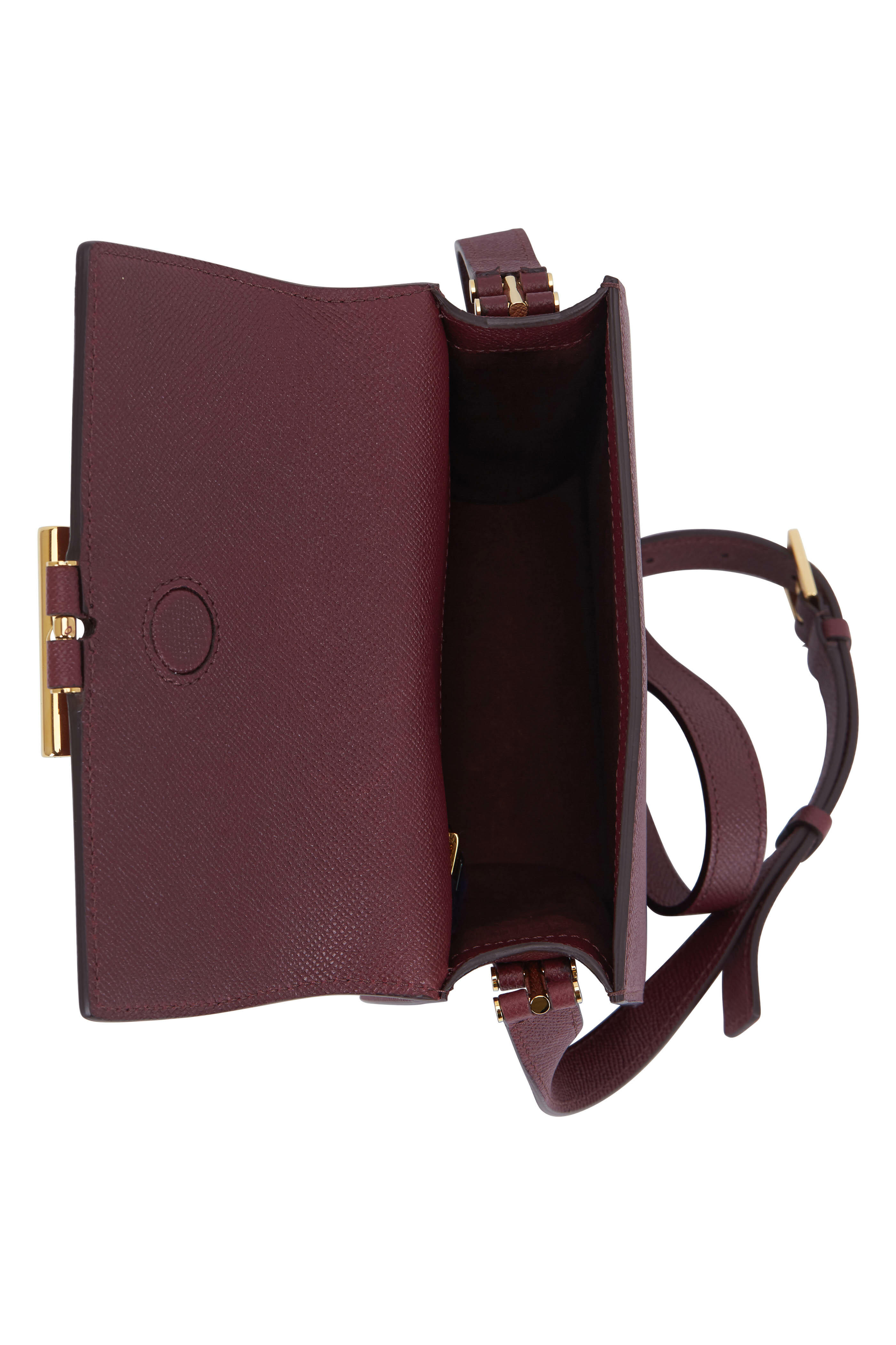 Tom Ford - Tara Bordeaux Leather T Clasp Mini Crossbody