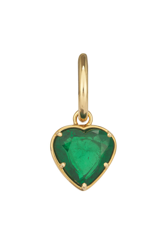Sutra 18k Yellow Gold Emerald Heart Earring - view 2