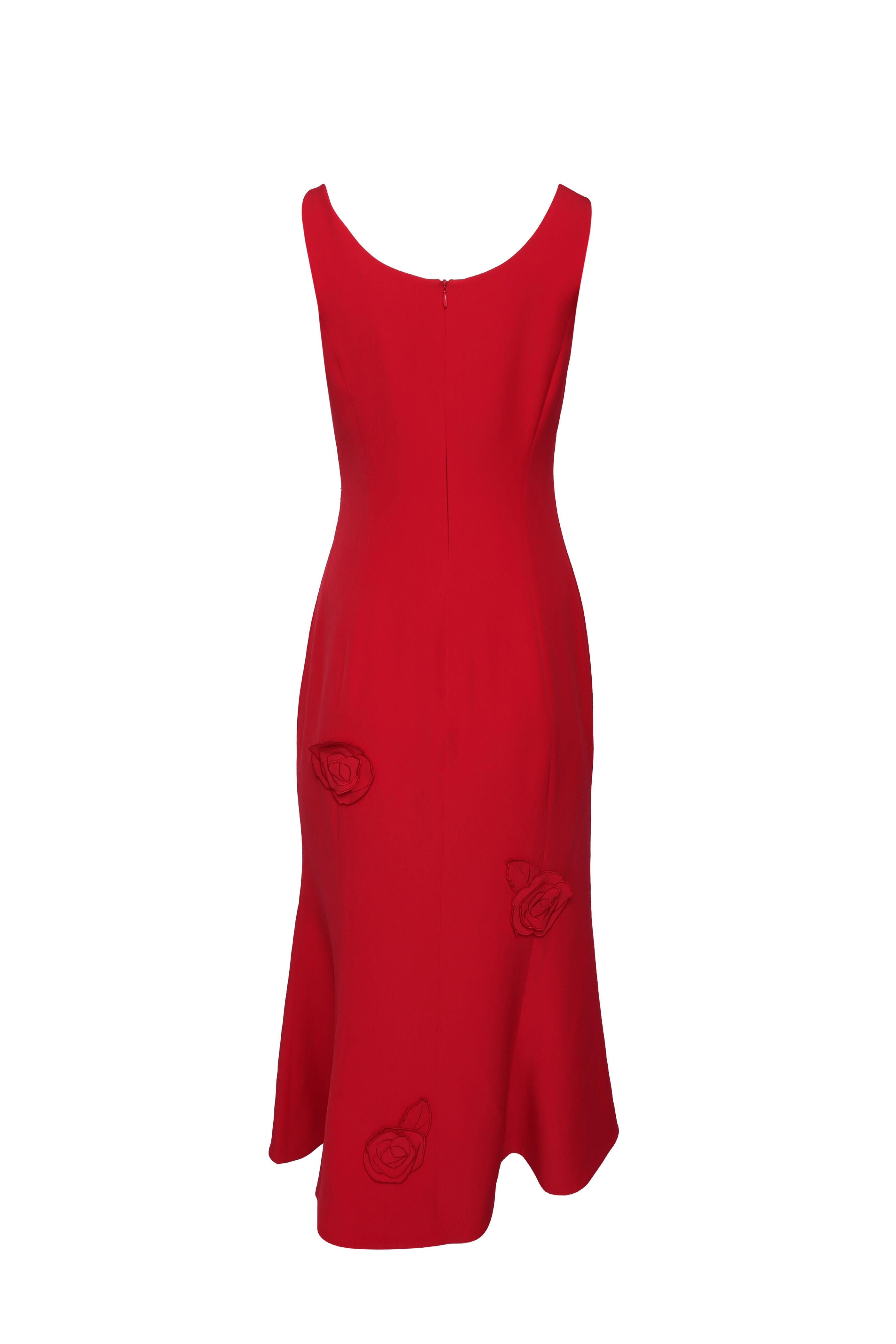 Leo Lin - Emily Scarlet Applique Midi Dress