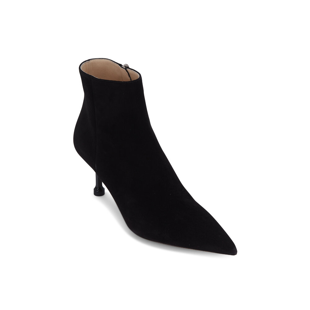 Prada Black Suede Sculpted Heel Ankle Boot, 65mm