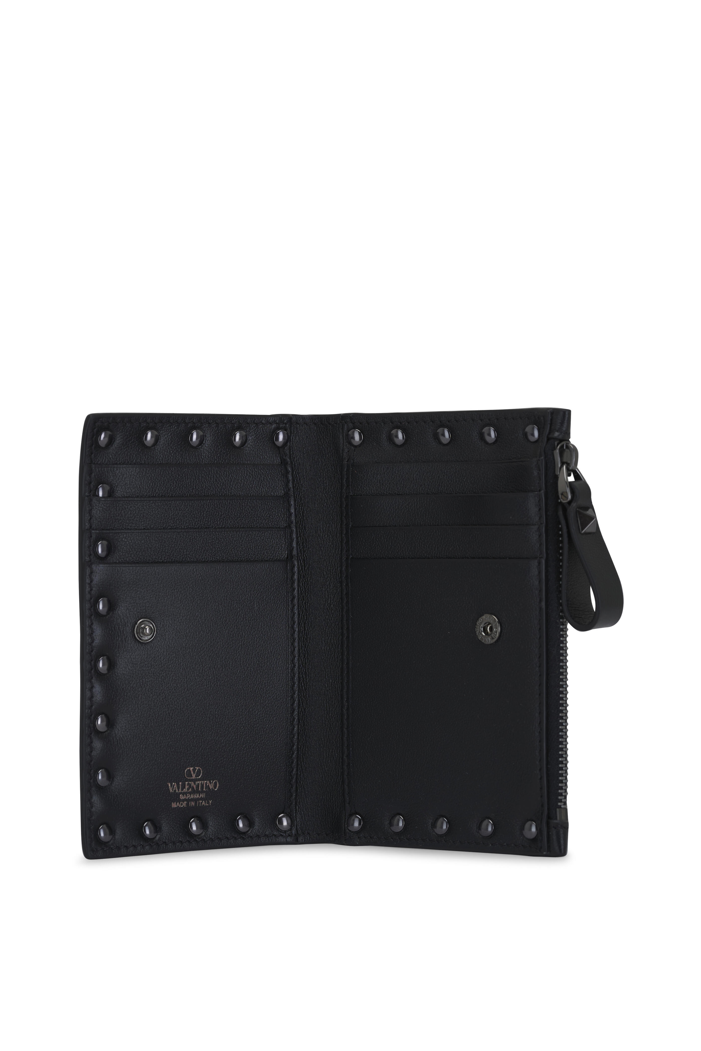 Valentino Garavani - Rockstud Black Leather Zip Cardholder