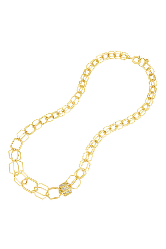 Cadar 18k Yellow Gold Pave Diamond Link Necklace