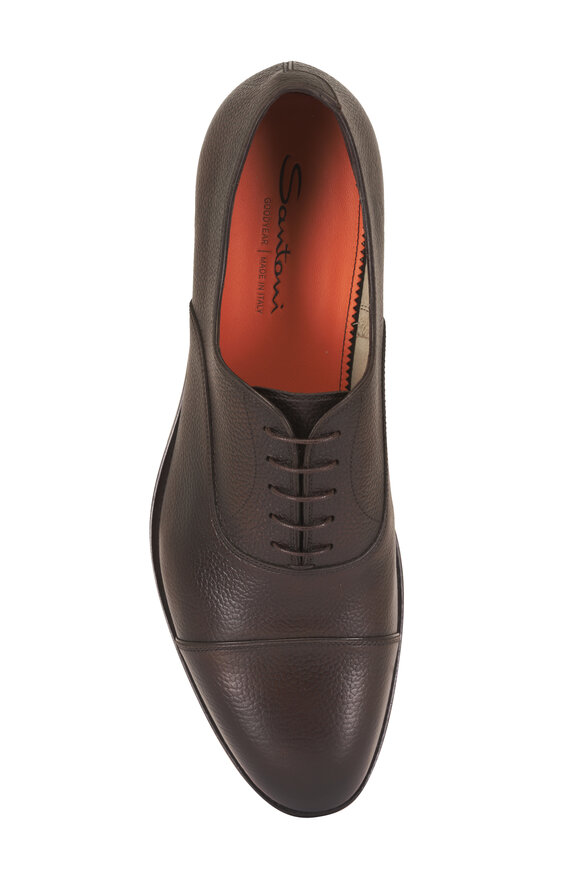 Santoni New Linger Dark Brown Leather Dress Shoe - view 3