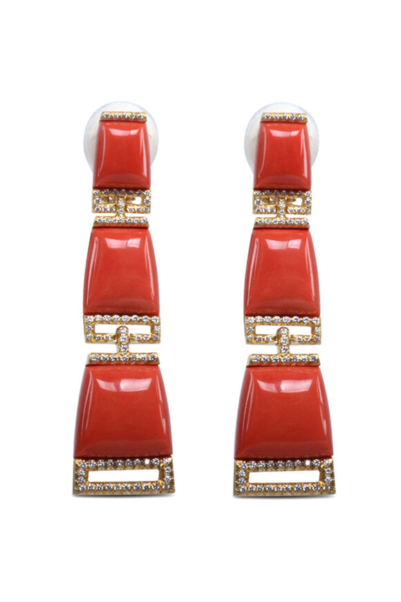 John T. Haynes Coral Dunay Clip Earrings - view 1