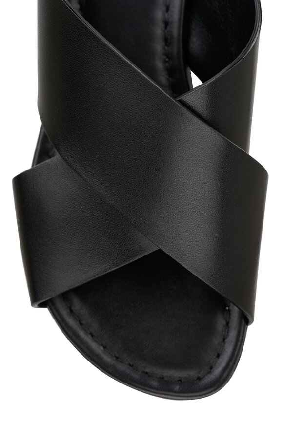 AGL - Summer Black Leather Cross Cross Slide 