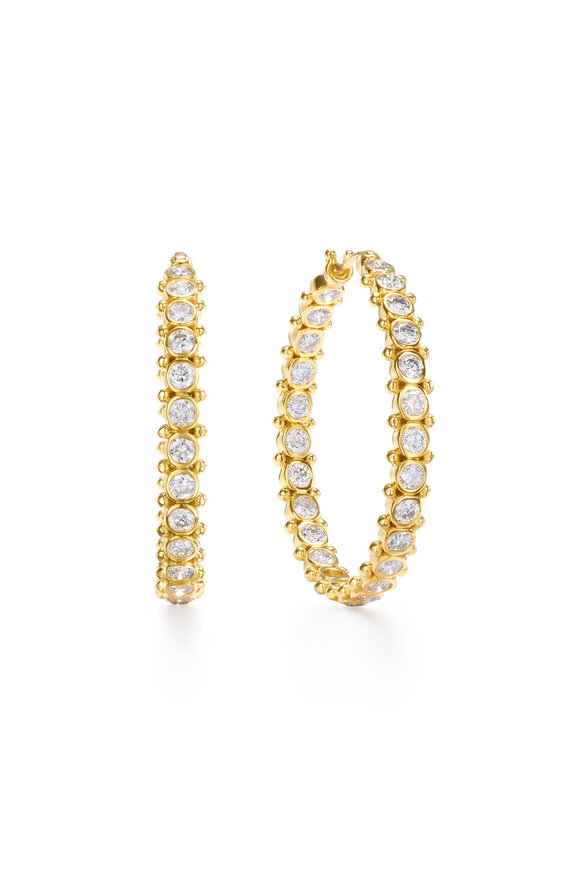 Temple St. Clair 18k Yellow Gold Large Diamond Eternity Hoops