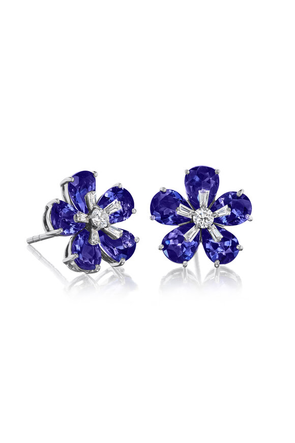 Nam Cho Georgian Rose Tanzanite Earrings