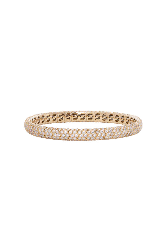 Sidney Garber 18k Yellow Gold Pave Narrow Stretch Bracelet