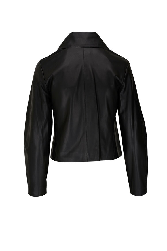 Vince - Black Leather Zip Front Jacket 