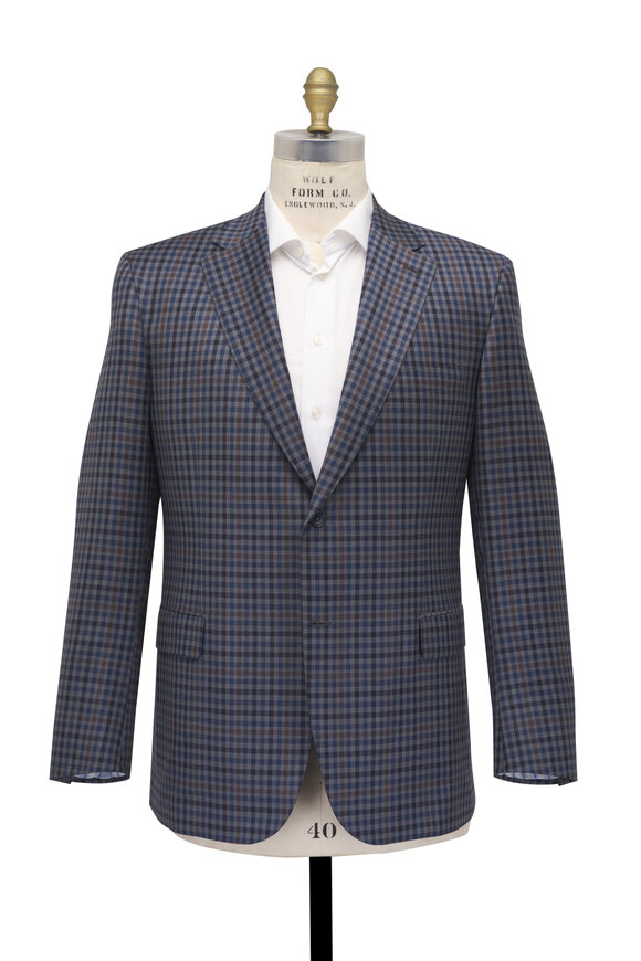 Brioni Gray, Navy & Brown Check Wool Sportcoat - view 4