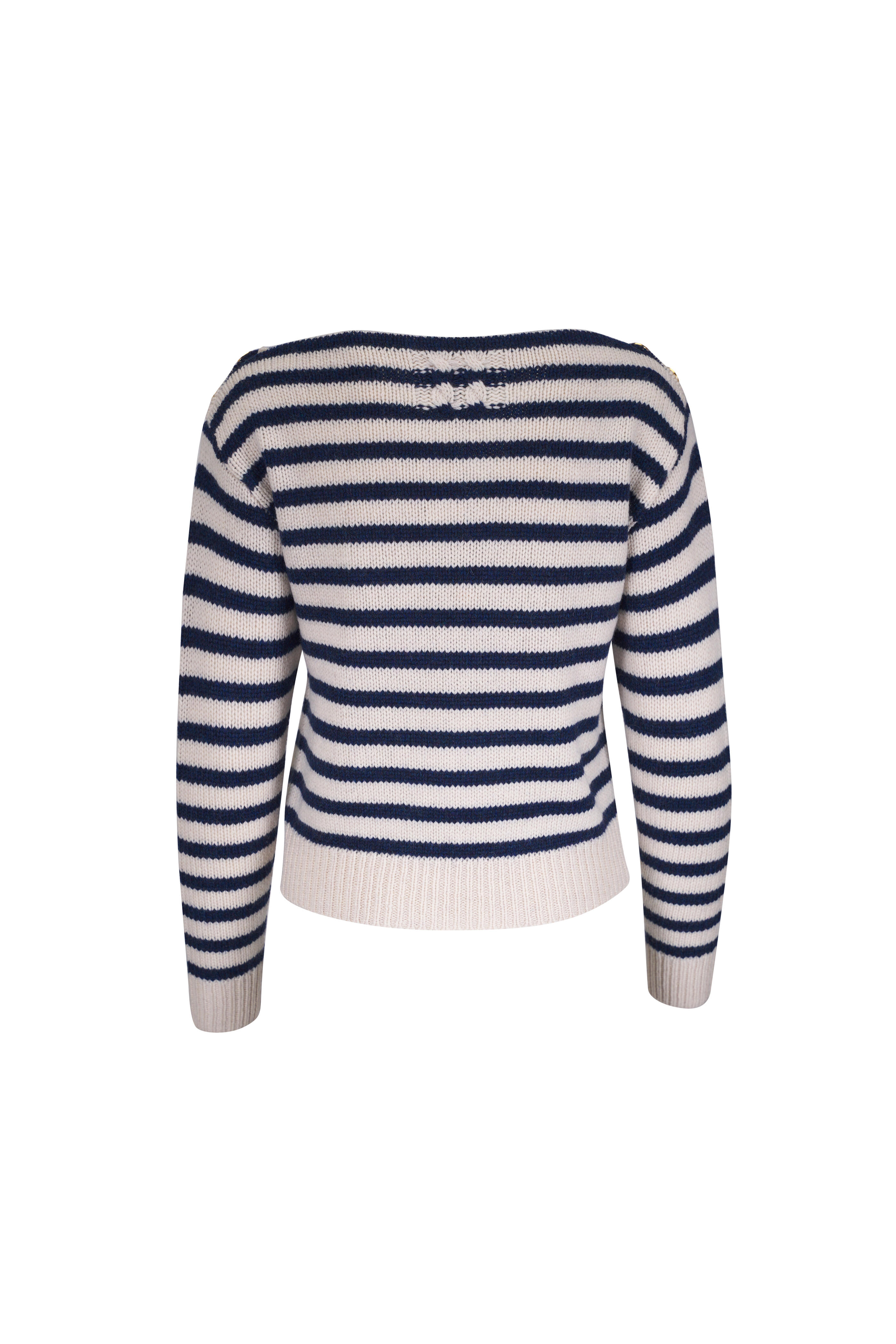 Nili Lotan - Tandy Ivory & Navy Stripe Cashmere Sweater